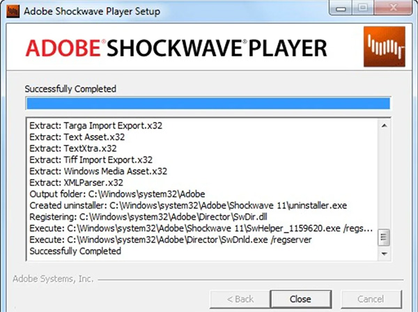 where is adobe flash shockwave player located