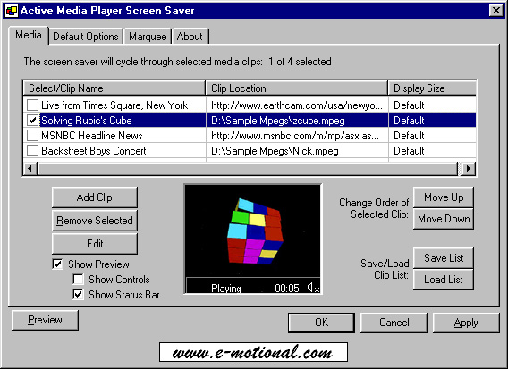 Active Media Player Screen Saver