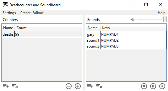 Deathcounter and Soundboard
