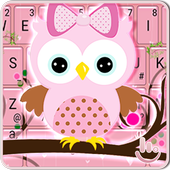 Pink Bow Owl Keyboard Theme