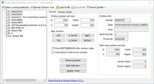 Simple Runtime Window Editor