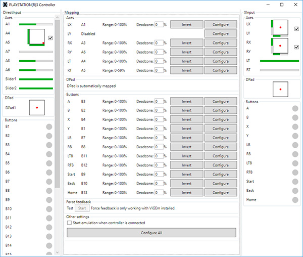 XOutput settings