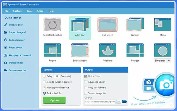 Apowersoft Screen Capture options