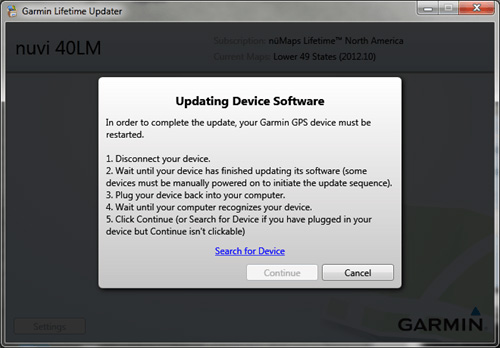 Garmin Lifetime Updater screenshot