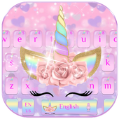 Pink Flower Unicorn Keyboard Theme