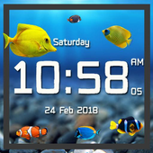 Aquarium live wallpaper with digital clock