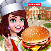 High School Caf Girl: Burger Serving Cooking Game