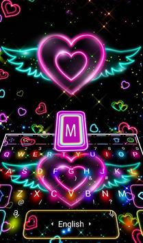 Colorful Neon Sparkling Heart Keyboard Theme