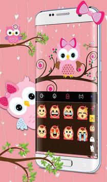 Pink Bow Owl Keyboard Theme