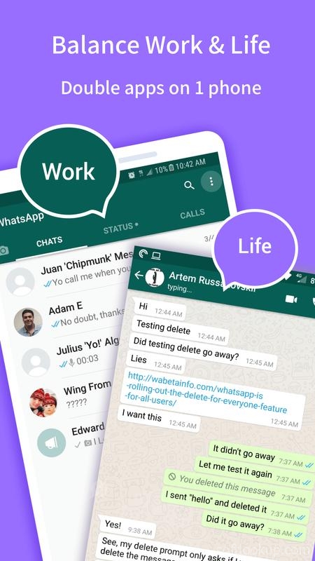 Multichat - 2 accounts for 2 whatsapp and App clone