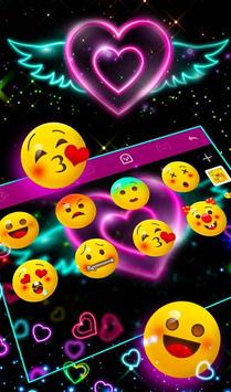 Colorful Neon Sparkling Heart Keyboard Theme